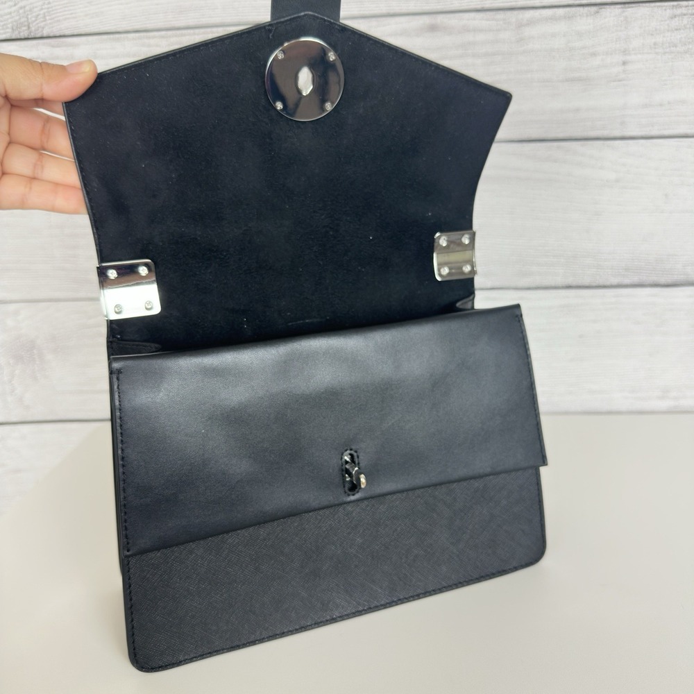 Michael Kors Greenwich Medium Black Saffiano‎ Leather Satchel Purse Handbag ONLY - Picture 7 of 9